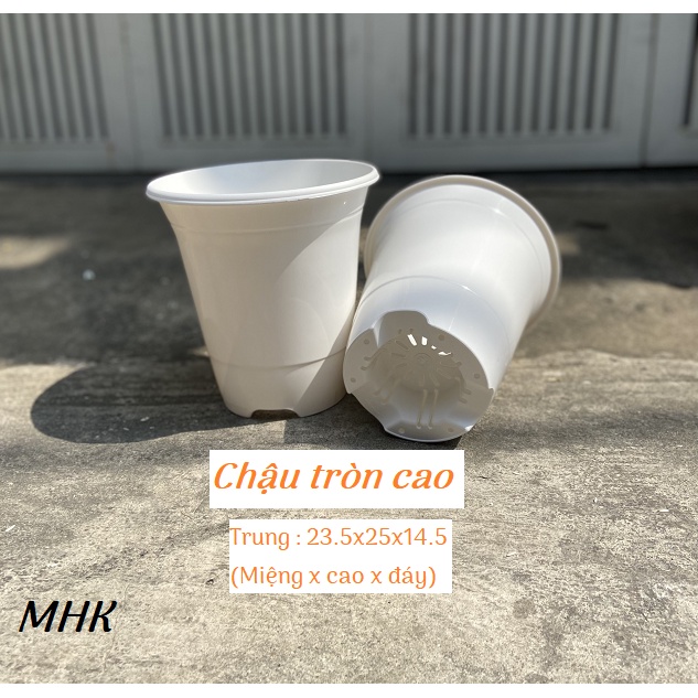 [MỚI] Chậu tròn cao size Trung (23x25x14.5) nhựa cứng!