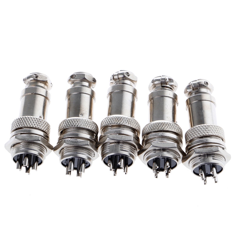 Set 5 Đầu Nối Phích Cắm 4 Chấu 16mm GX16-4 Bằng Kim Loại Mới