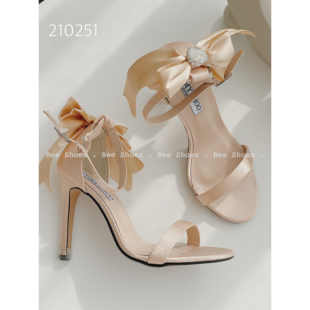 BEESHOES - SANDAL NỮ MŨI TRÒN QUAI NGANG TRƠN - SANDAL NỮ MŨI TRÒN GÓT NHỌN CAO 9 PHÂN SẴN MÀU ĐEN - TRẮNG - BE 210251