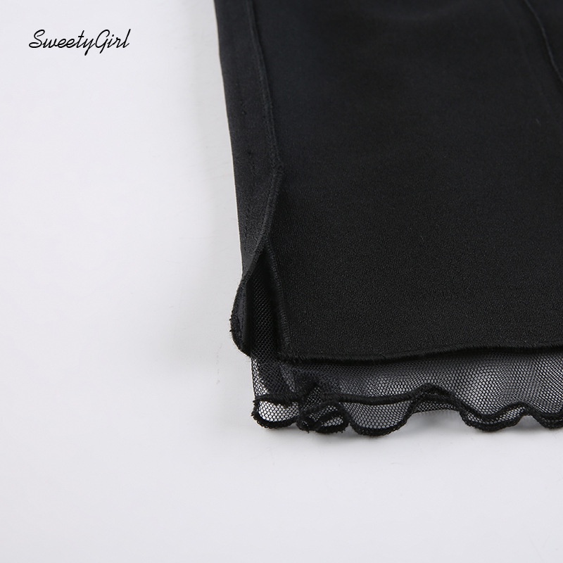 Chân Váy Mini Lưng Thấp Phối Lưới Màu Trơn 2022 Cho Nữ