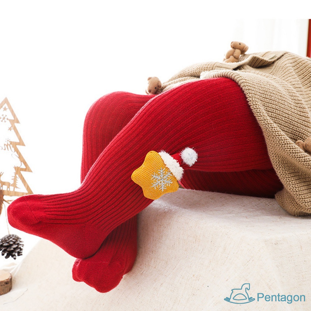 Quần Tất Dày Mềm Mại Phong Cách Giáng Sinh Đáng Yêu Dành Cho Bé Gái 0-6 Tuổi