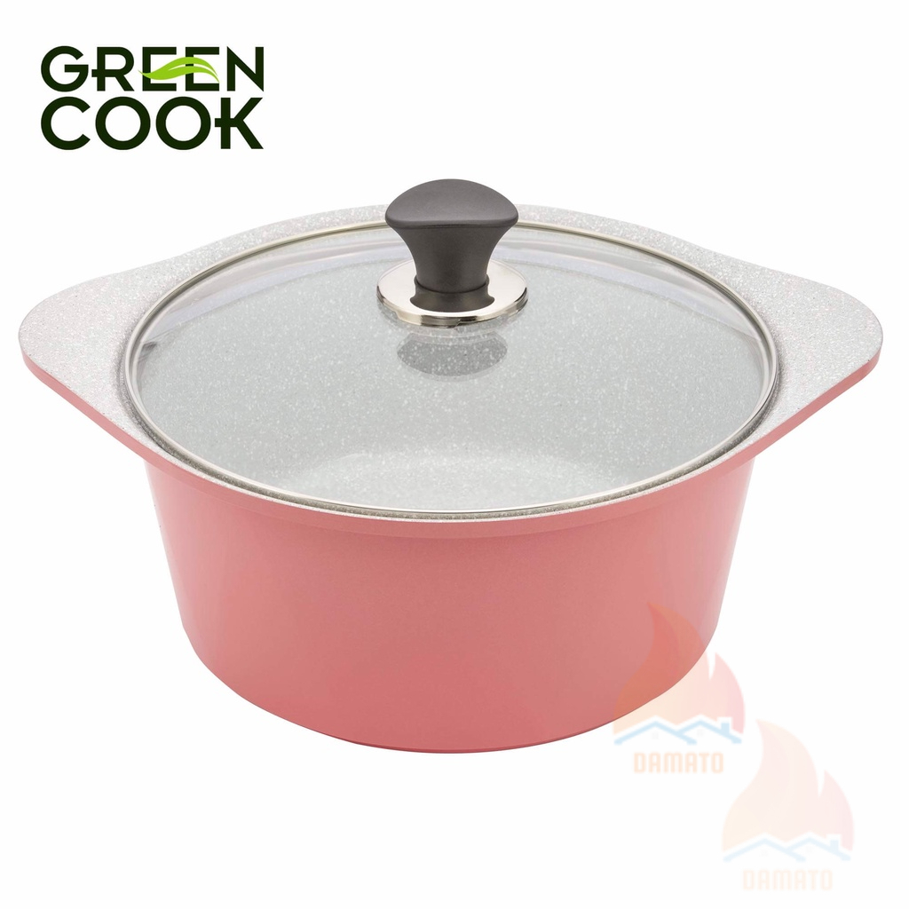 Nồi đúc đáy từ men đá xanh ngọc Green Cook, nồi chống dính đáy từ Green Cook không kén bếp