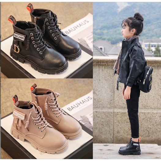 Giày bốt cao cấp cho bé gái khóa kéo dễ thương, da mềm , đế êm, phong cách hàn quốc HQ108