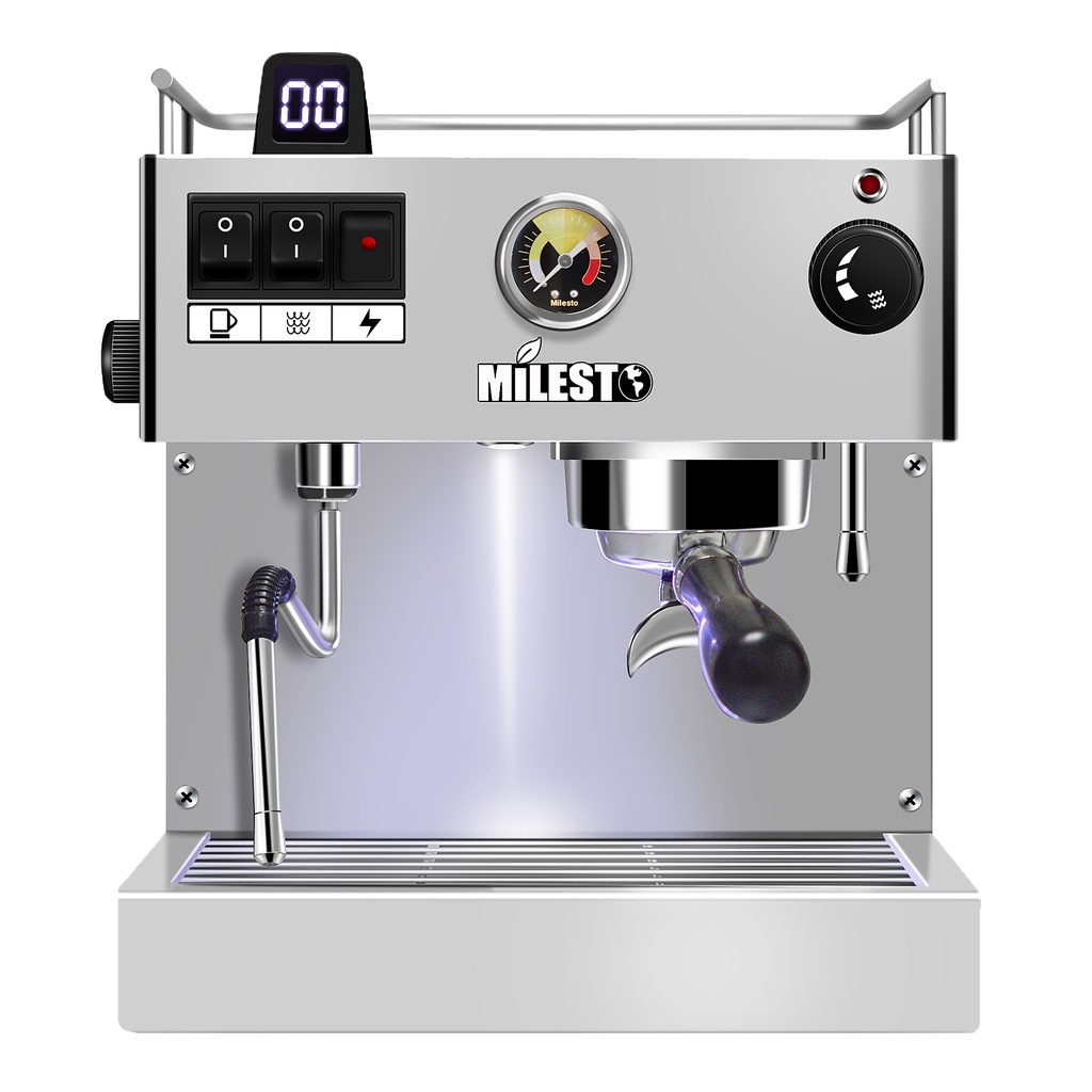 Máy pha cà phê Milesto M19 chuyên sử dụng cho quán nhỏ, cafe gia đình. Công suất 90-120ly