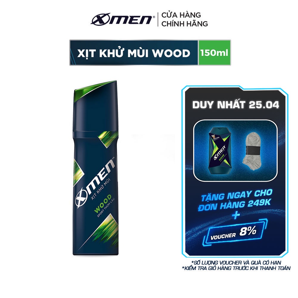 [Mã COSMEN giảm 8% đơn 250K] Xịt khử mùi X-men Wood 150ml