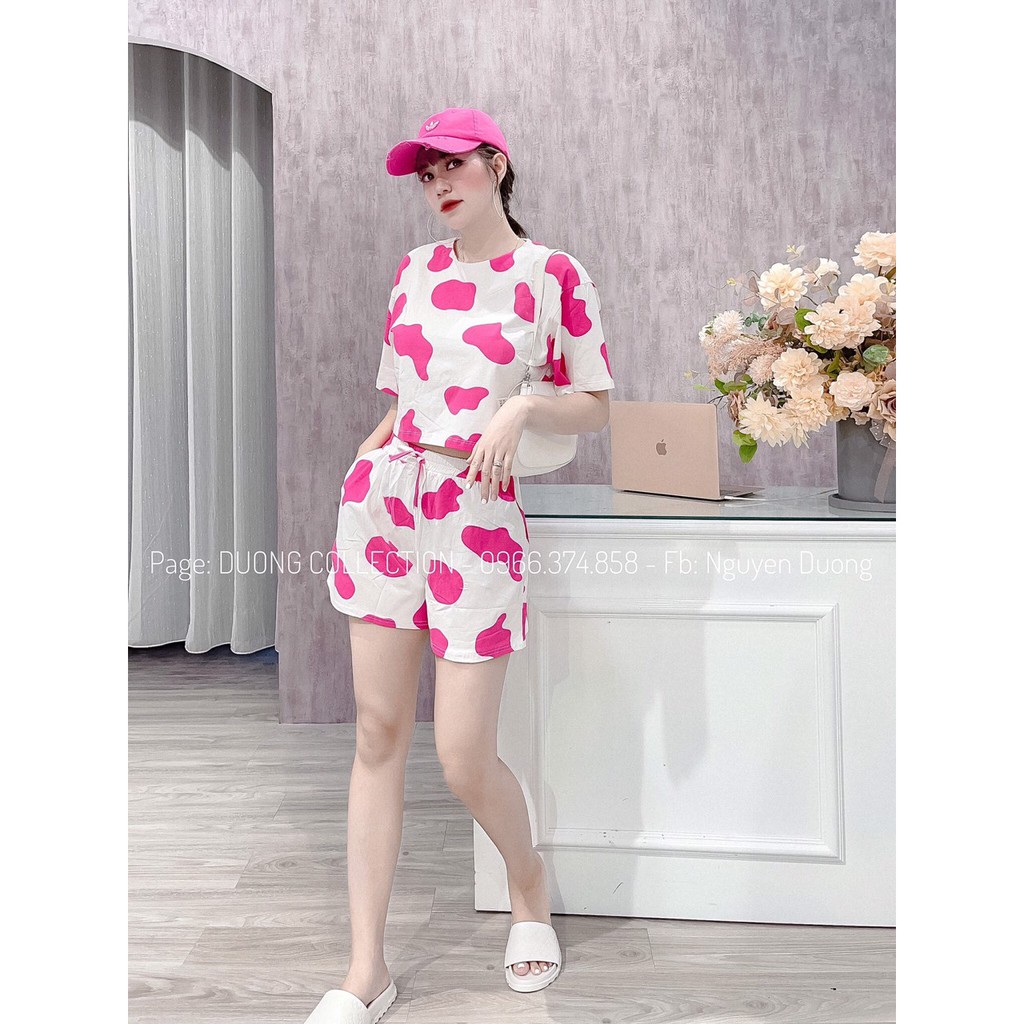 B75 Bộ Bò Sữa Cotton Mặc Nhà- Áo Cộc Quần Đùi