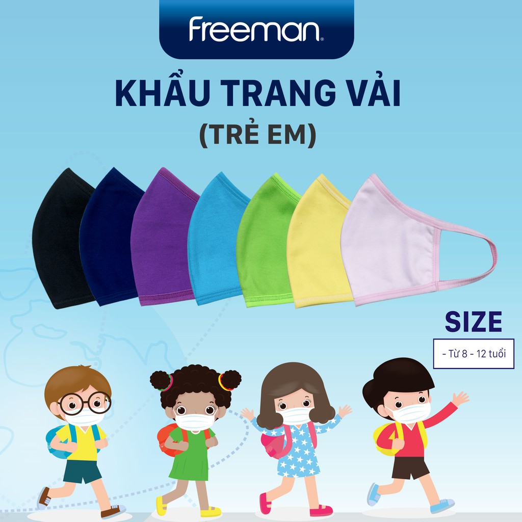 Khẩu trang vải kháng khuẩn size nhỏ FREEMAN [Combo 7]