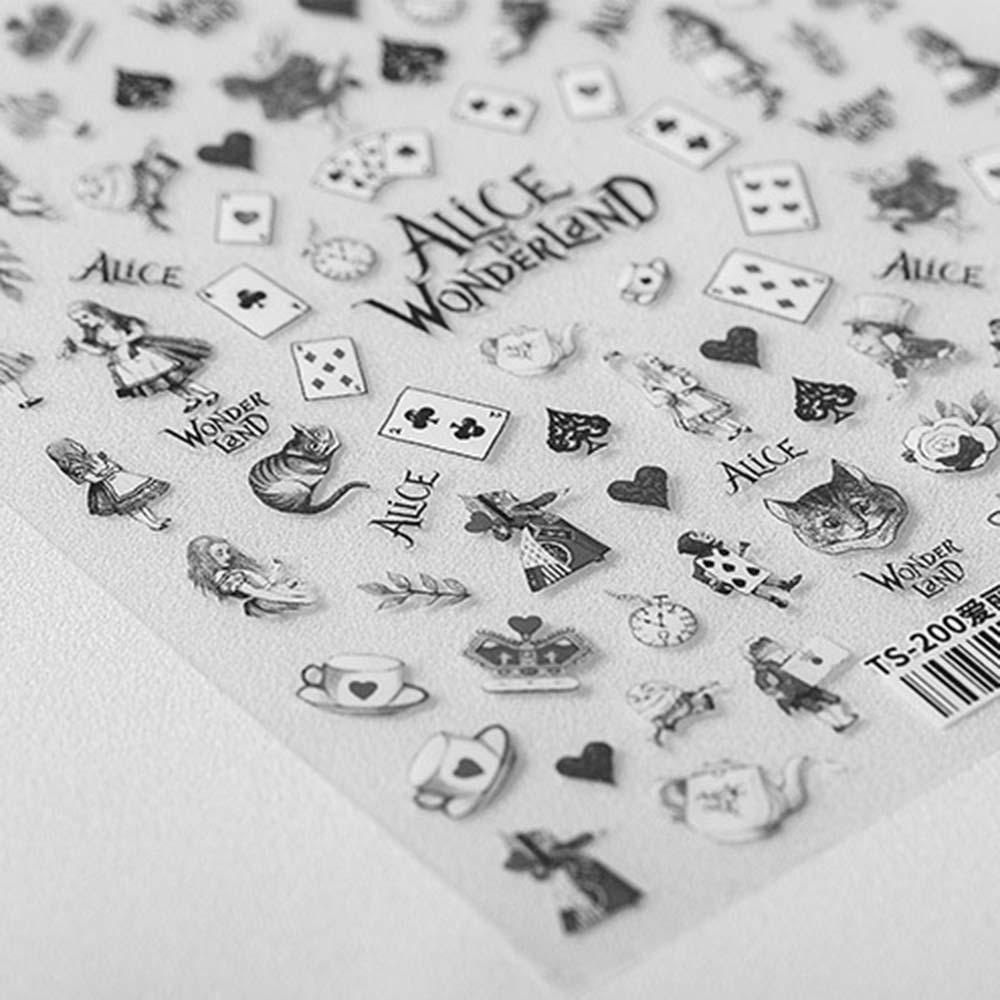 OCEANMAP Miếng Dán Trang Trí Móng Tay 5D Màu Trắng Đen Độc Đáo