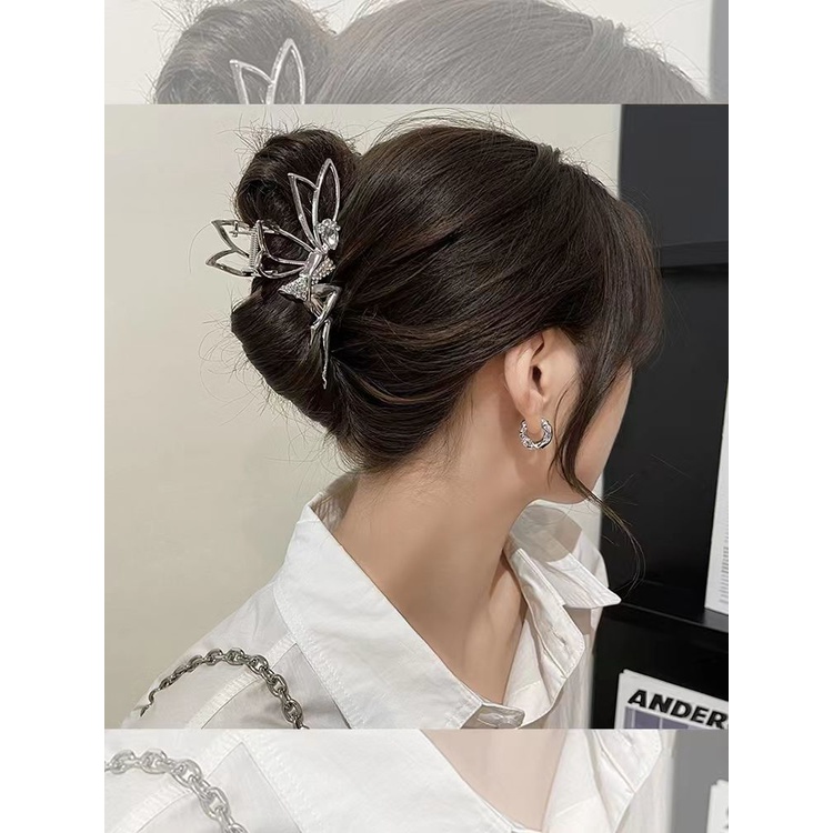 Kẹp Tóc Hình Cá Mập Bằng Kim Loại Màu Bạc Sang Trọng