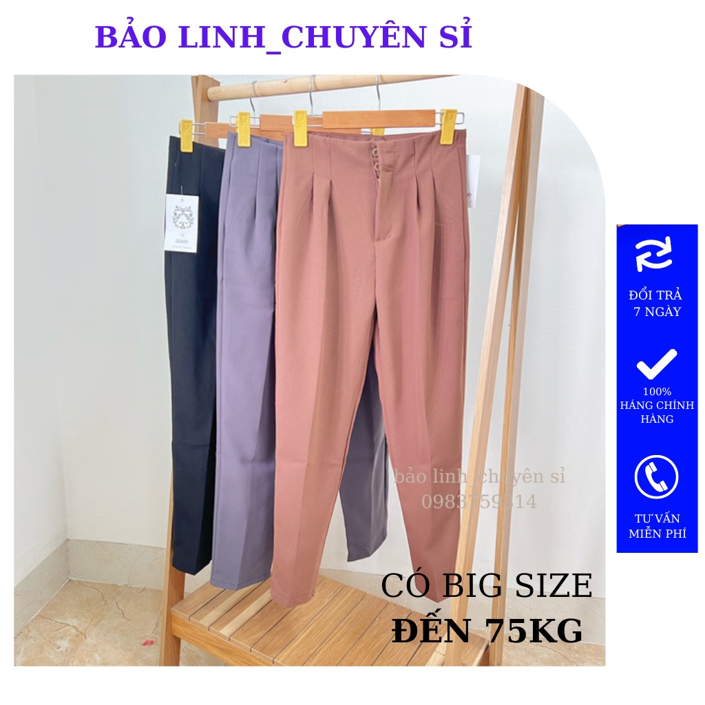 Quần Tây Học Sinh Bigsize Bảo Linh 2 Tầng Khuy, Quần Baggy Cạp Liền 2 Khuy Lưng Cao