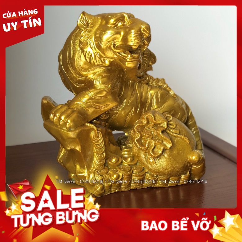Tượng phong thuỷ, tượng hổ bên bị vàng decor trang trí phong khách 2022