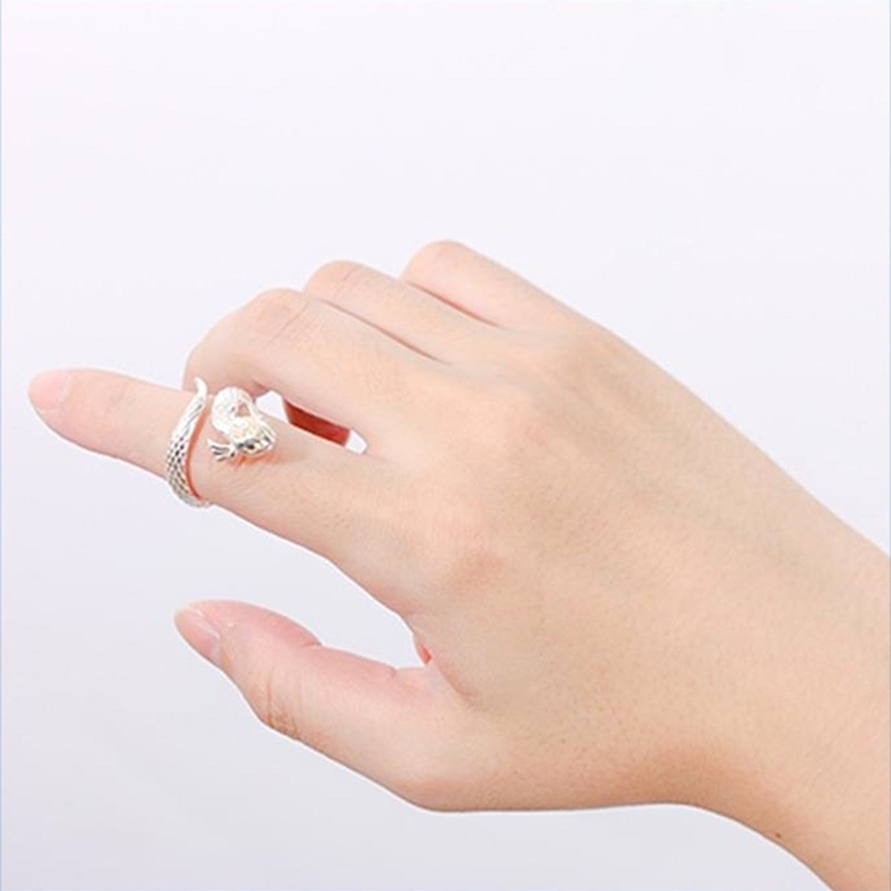 Nhẫn Hở Hình Rắn Màu Bạc Có Thể Điều Chỉnh Kích Cỡ Dành Cho Nam Và Nữ