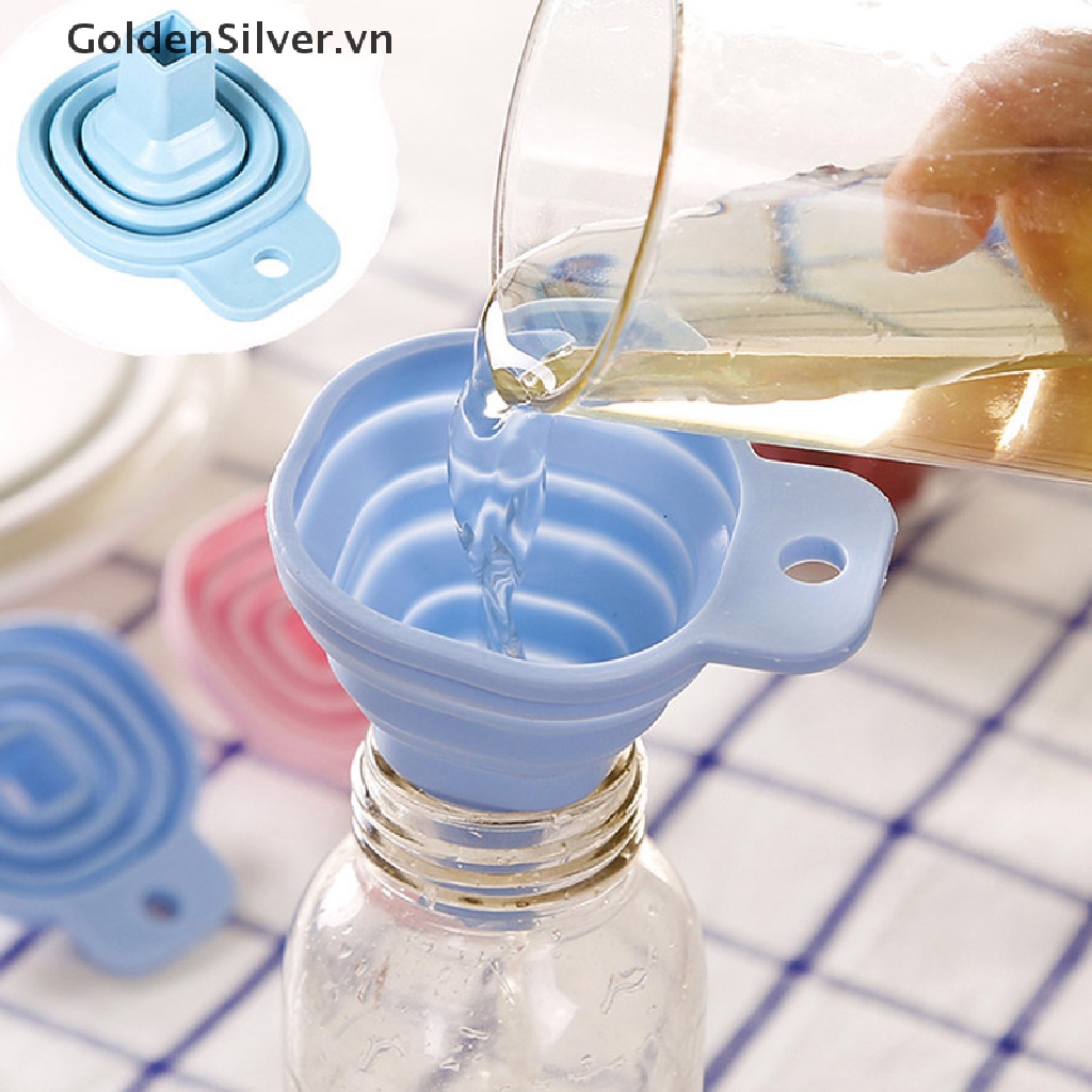 Phễu Silicone Màu Vàng Bạc Thiết Kế Gấp Gọn Cho Nhà Bếp