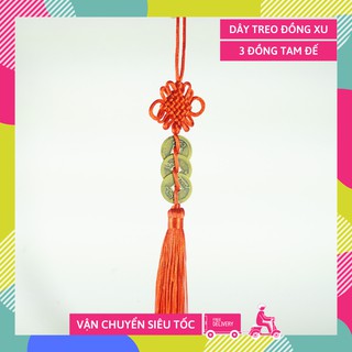 Dây treo cửa, xe hơi 3 đồng xu Tam Đế Thiên Địa Nhân chiêu nạp tài lộc