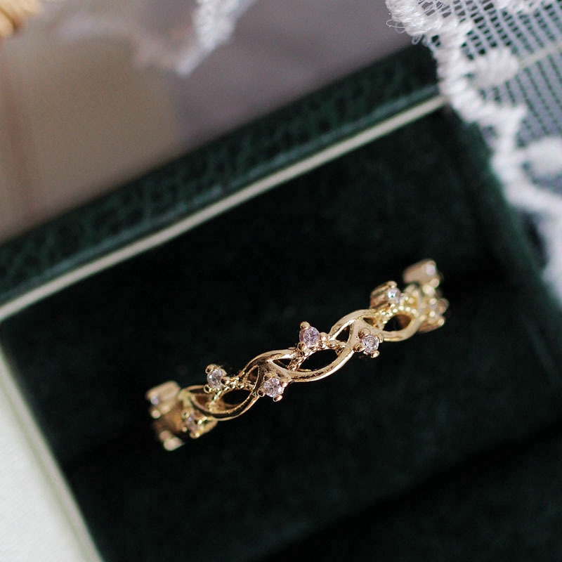 Nhẫn Đính Pha Lê Nhân Tạo Màu Vàng Phong Cách Hàn Quốc Hợp Thời Trang Cho Nữ