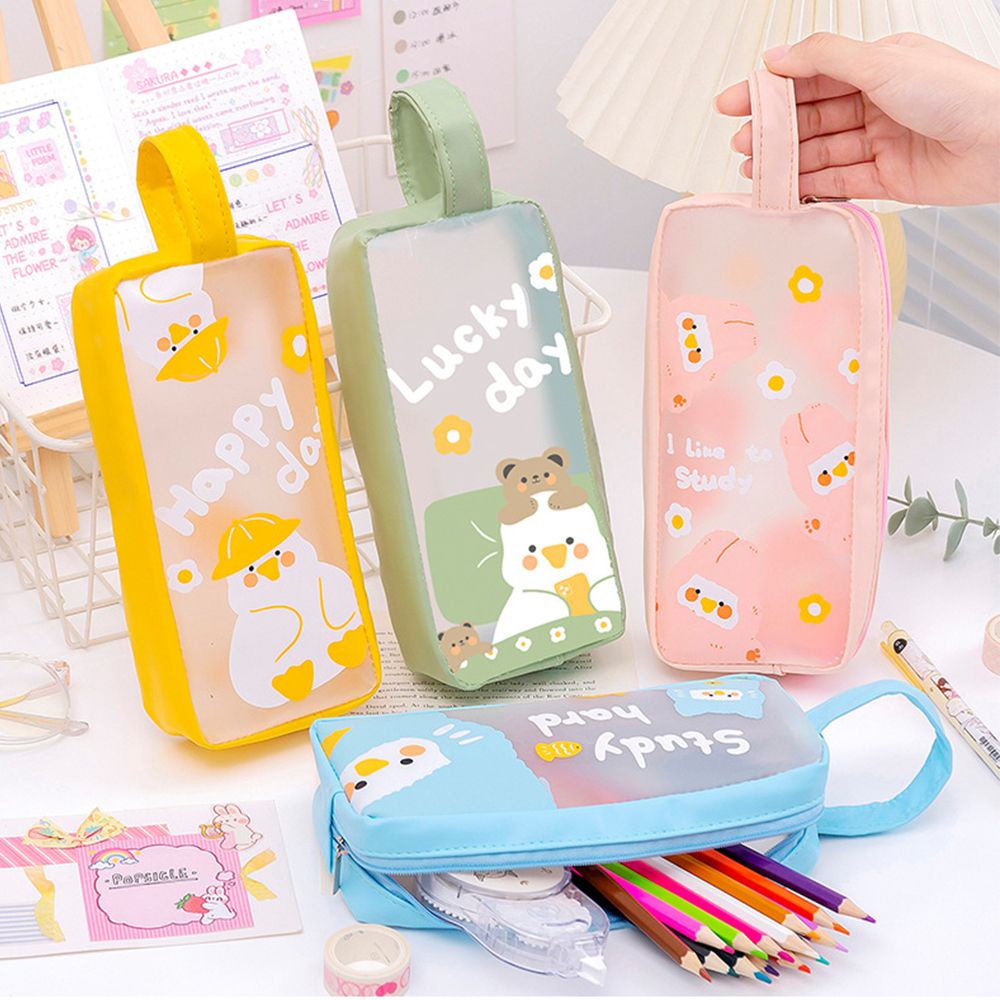 Túi Đựng Bút Trong Suốt Chống Nước Sức Chứa Lớn In Họa Tiết Hoạt Hình Nhiều Màu