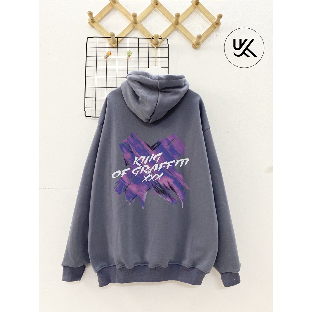 Áo Nỉ HOODIE Dây Kéo KING GRAFFITI XXX, Form Rộng Ulzzang Unisex , hoodie nỉ bông cao cấp, nam nữ. kkimshop