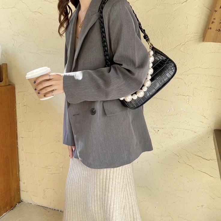 Túi Kẹp Nách Linh Store Túi Đeo Vai 2 Quai Xích Với Quai Ngọc Sang Chảnh Phong Cách Hàn Quốc