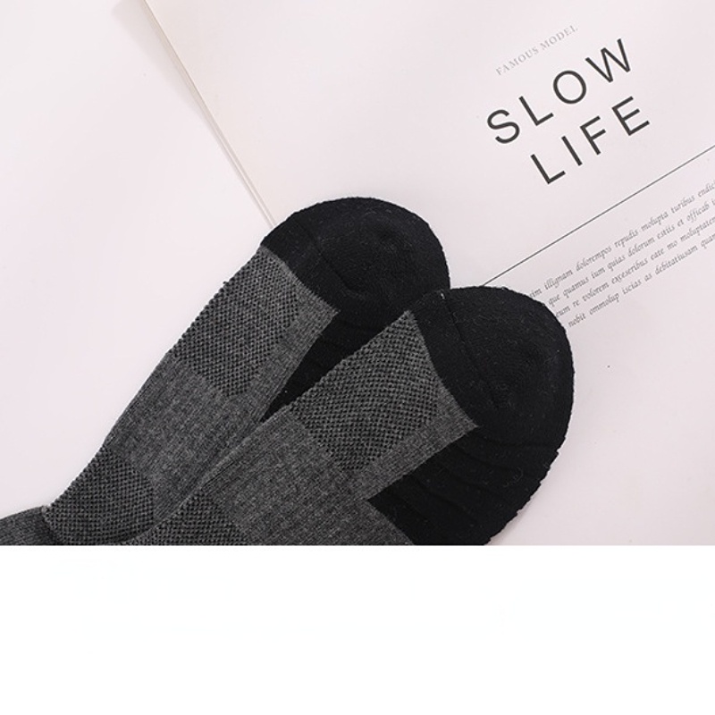 Vớ Thể Thao Cổ Cao Trung Bình Dày Dặn Thấm Hút Mồ Hôi Phù Hợp Cho Leo Núi/Đi Bộ Đường Dài