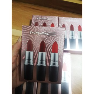 [Bill US] GiftSet Son MAC 3 thỏi Fullsize (Devoted to Chili, Ruby woo, Lady danger)