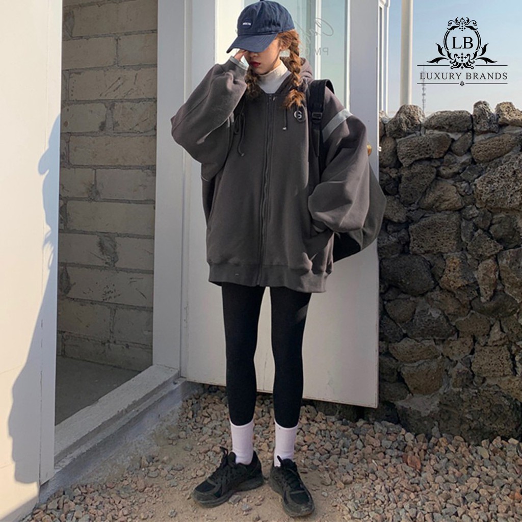 [CÓ SẴN] Áo khoác lót nỉ bông da cá bóng chày nữ form rộng dày dặn dài tay có mũ dây kéo rút ulzzang Hàn Quốc | BigBuy360 - bigbuy360.vn