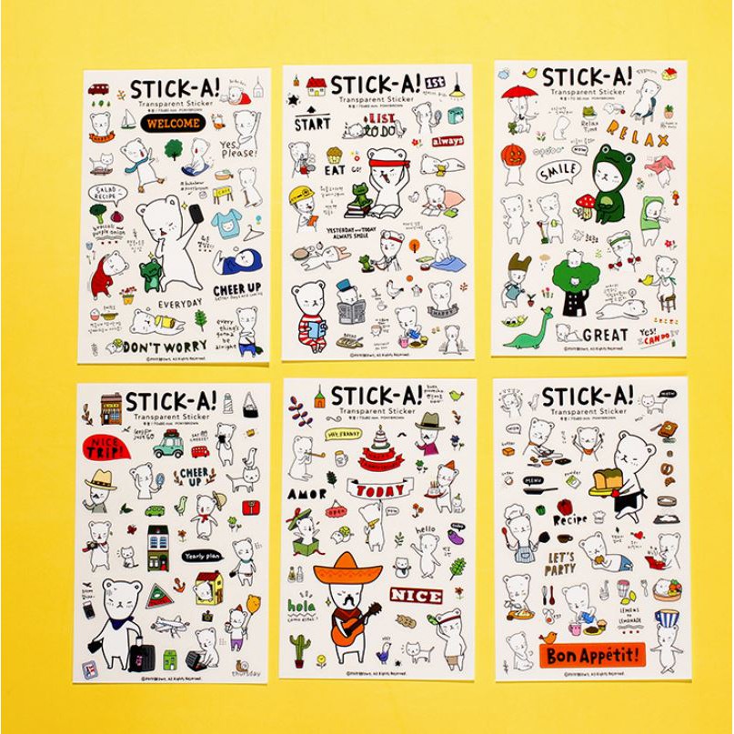 Bộ 06 Tấm Sticker Trang Trí Sổ Nhật Ký, điện thoại - Giao mẫu ngẫu nhiên - VPP Brendo