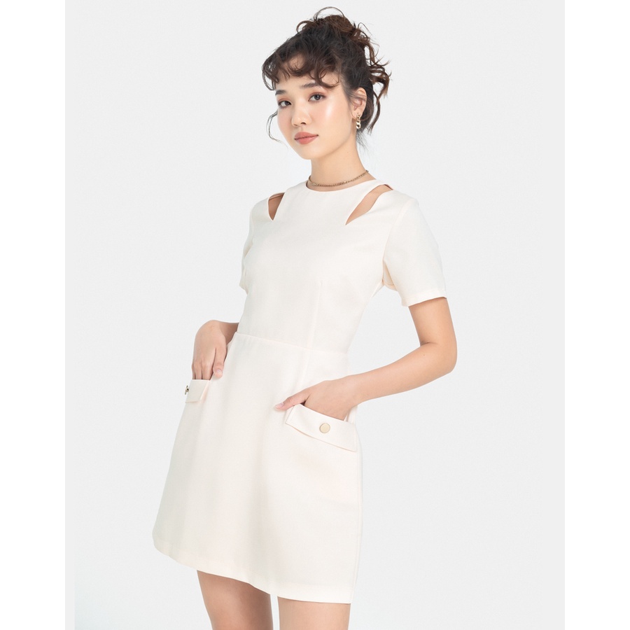 Đầm Mini Thời Trang Nữ JUNO Tay Ngắn Cut Out Vai JNDLU029