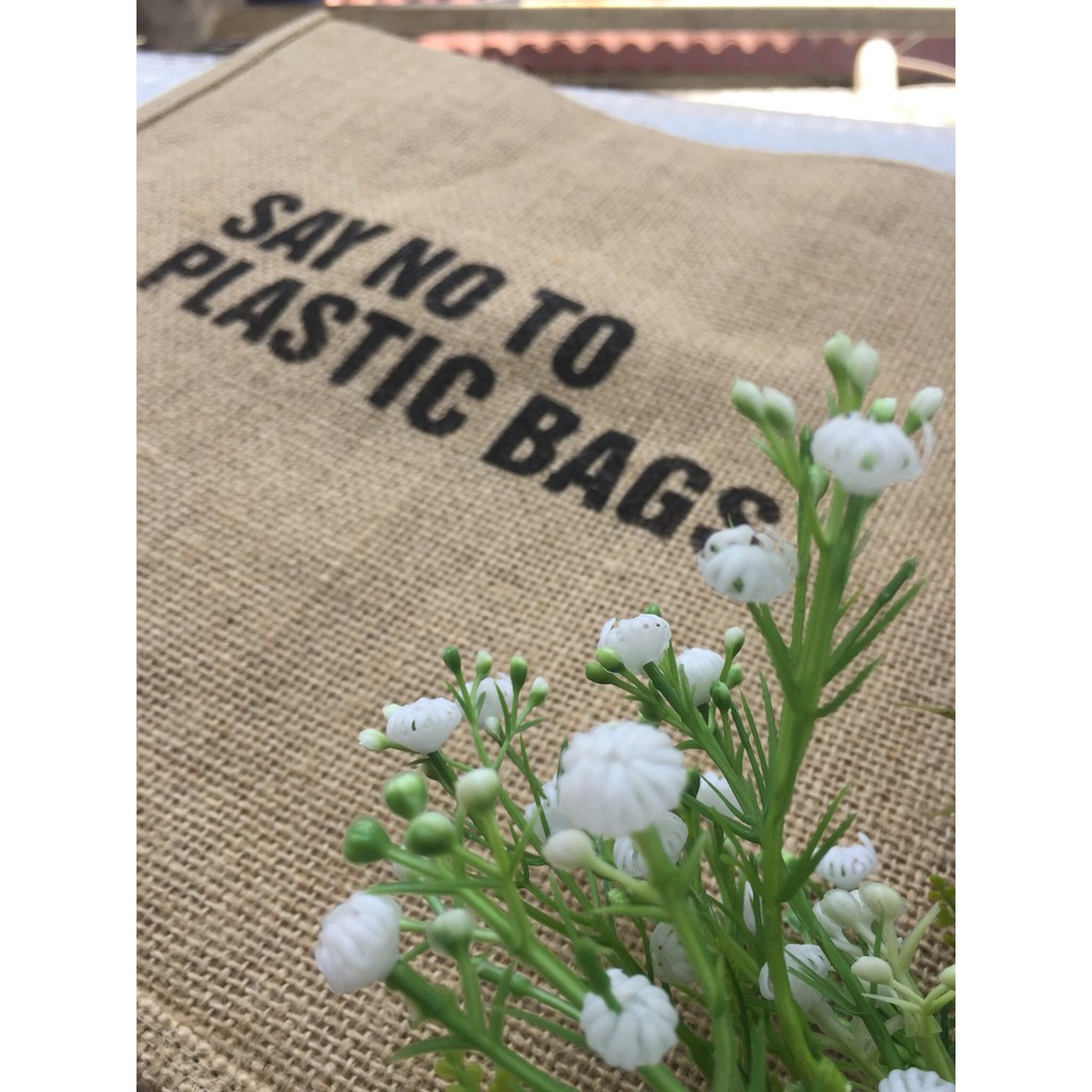 Túi vải day in chữ say no to plastic