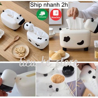 Hộp đựng giấy ăn bò sữa dễ thương, ống đựng tăm xỉa răng, hộp nhựa đựng khăn giấy để bàn tiện lợi