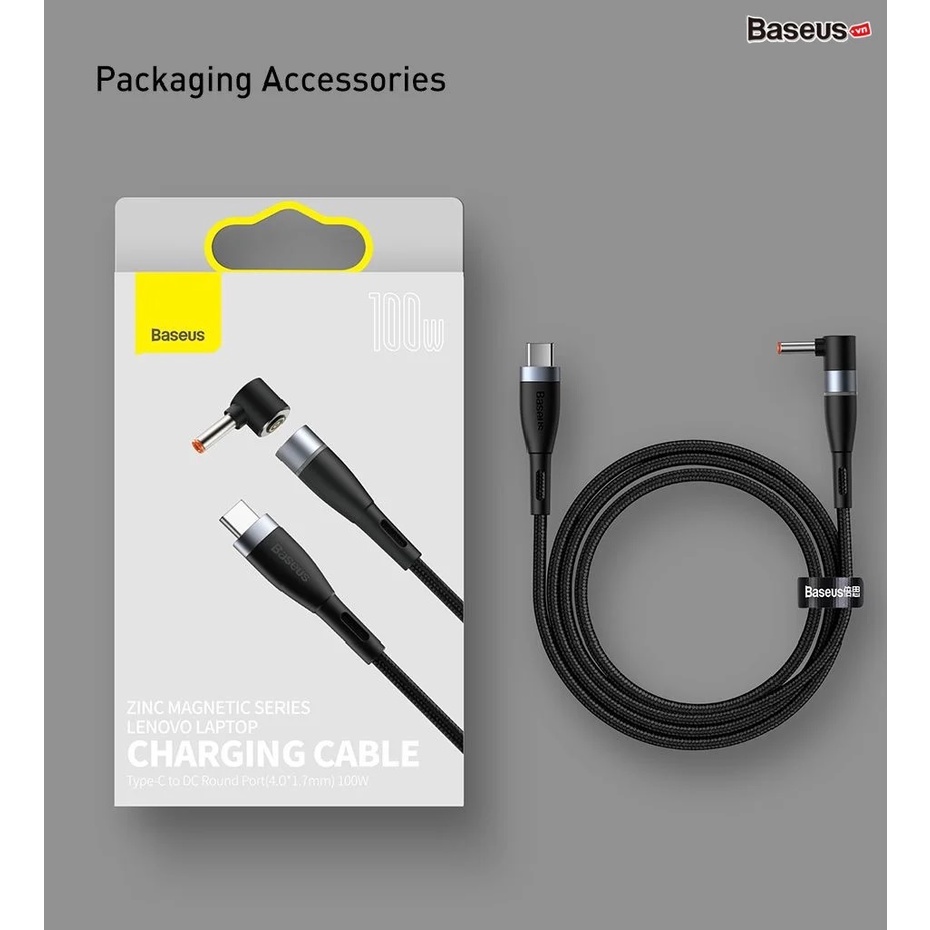 Cáp Sạc Nam Châm Cho Lenovo Laptop - Baseus Zinc Magnetic Series Lenovo Laptop Charging Cable Type-C to DC dòng 100W