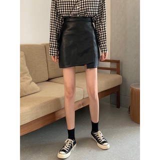 (San s) Chân váy da chữ A Ulzzang Hàn Quốc