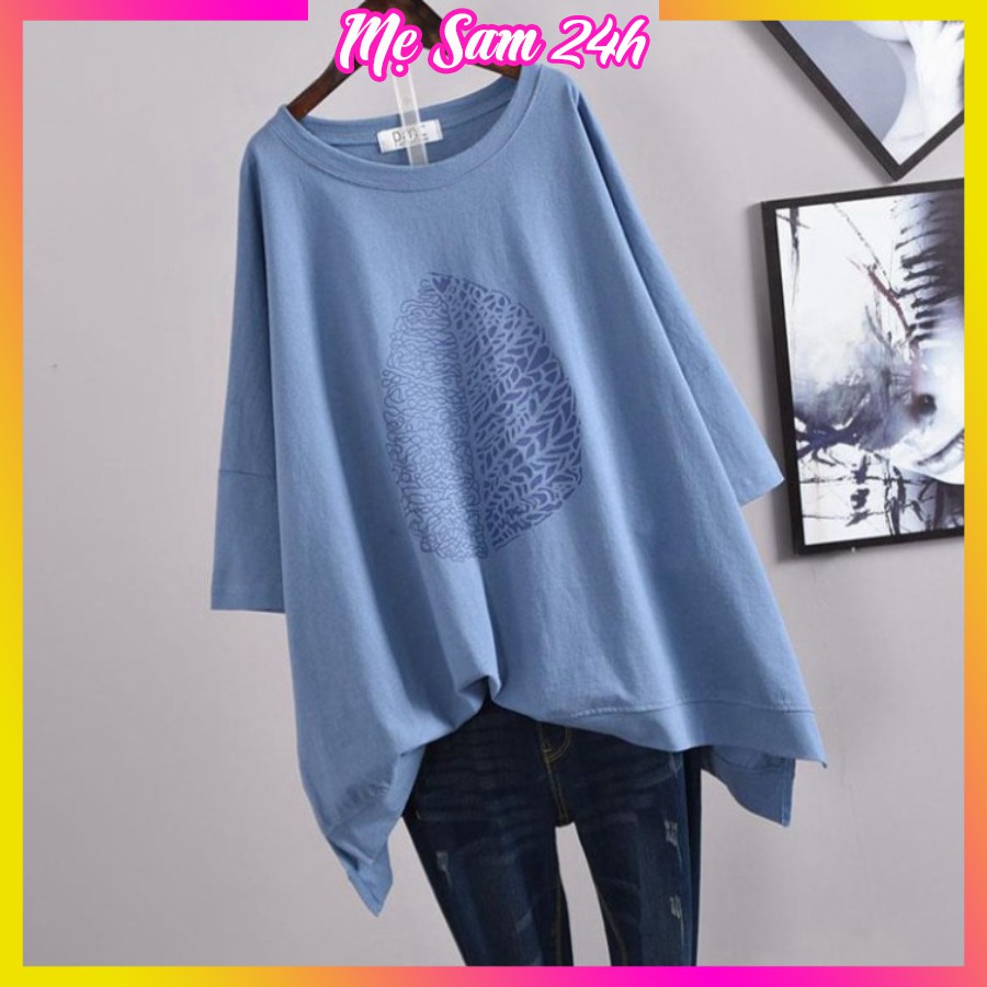 Áo phông unisex, áo thun form rộng tay lỡ Mẹ Sam 24h, chất liệu mềm mát co giãn, họa tiết in hình Lá Cây