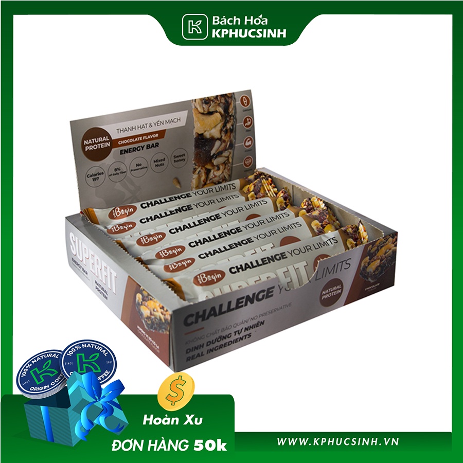 Bánh Ăn Kiêng Giảm Cân Yến Mạch Socola (Combo 6 Thanh Superfit) 365 Begin - 270G