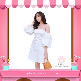 Đầm Ulzzang Trễ Vai Tay Bồng Hàn Quốc 💖FREESHIP💖 váy trễ vai nữ hottrend TM00123