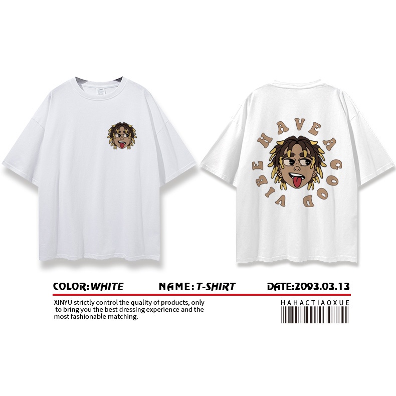 Áo thun nam tay lỡ,áo phông cậu bé tóc xù chất cotton dày dặn