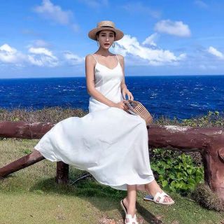 ĐẦM MAXI TRẮNG 2 DÂY CAO CẤP