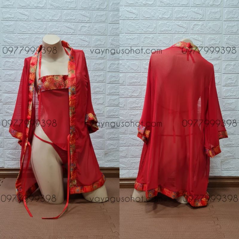 ( clip tự quay + ảnh thật tự chụp ) set áo choàng kèm yếm đỏ cosplay cổ trang sexy | BigBuy360 - bigbuy360.vn