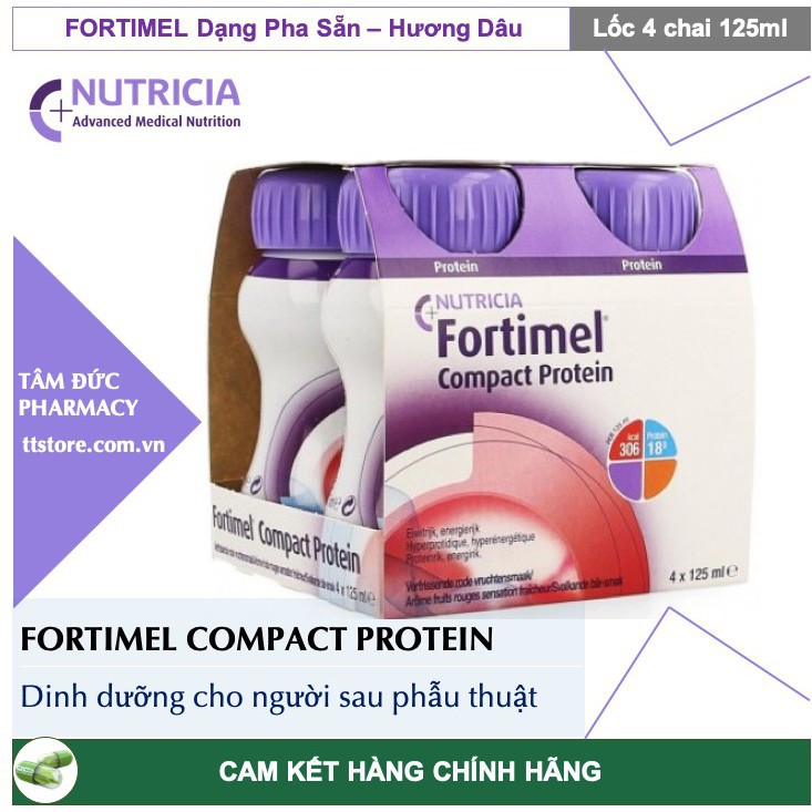 Sữa Fortimel Protein Dinh dưỡng cao năng lượng cho người sau phẫu thuật, người già - 125ml (1 lốc/4 chai)