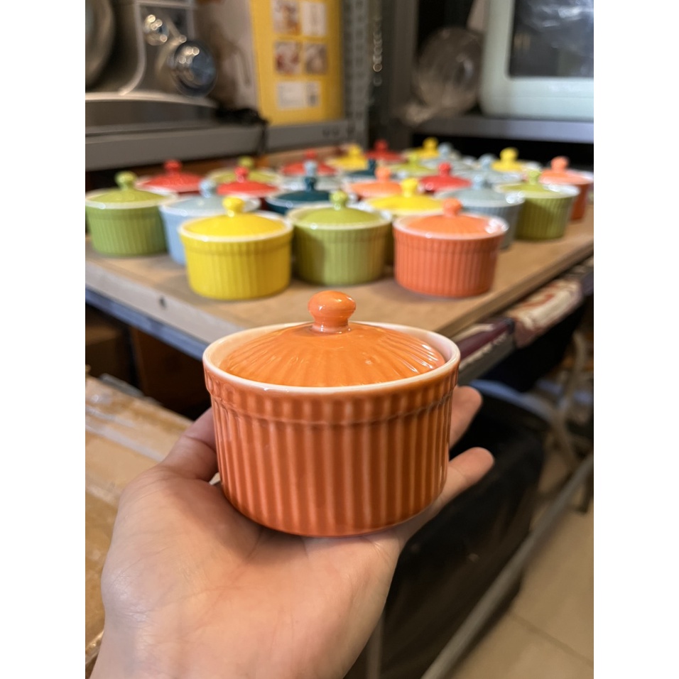 Hũ sứ cốc khuôn Ramenkin có nắp đậy làm caramen nướng bánh