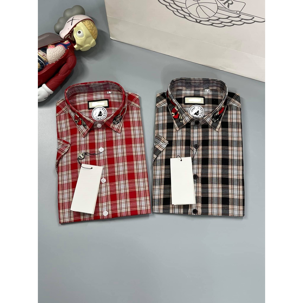 Áo Sơ Mi Gc Kẻ Caro Cổ Thêu Rắn Bản Cao Cấp ( Thanh Lý )
