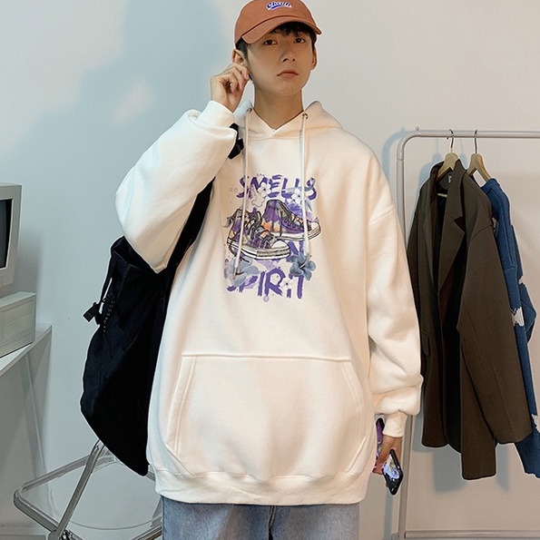 ZHELIHANGFEI Áo Hoodie Dài Tay Form Rộng Phong Cách Preppy