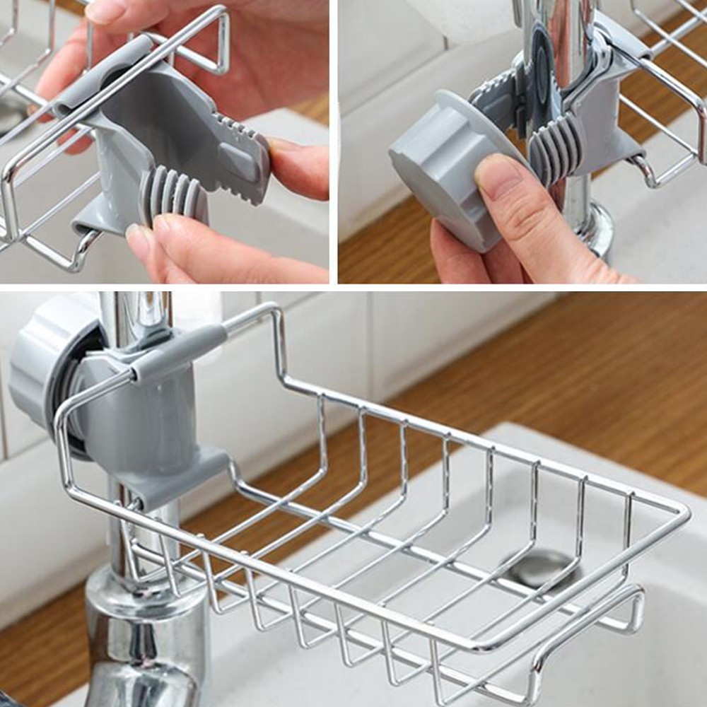 Kệ Bồn Rửa Chén Inox , Giá Để Đồ Rửa Bát Treo Vòi Nước Đựng Đồ Không Gỉ Đa Năng - Family Care