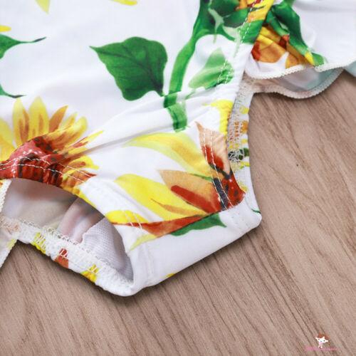 ❤XZQ-0-24m Newborn Baby Girl Swimsuit Sunflower Printing Jumpsuit Sling Bathing Beachwear
