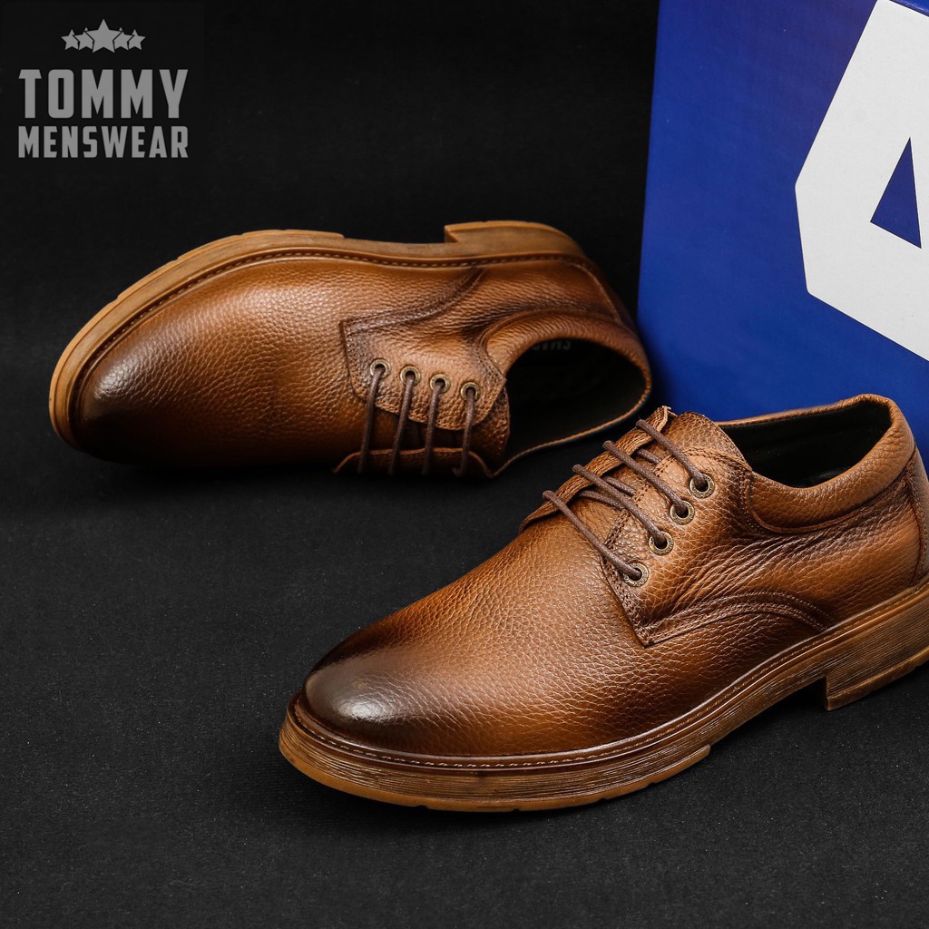 Giày Da Nam Giá Rẻ Buộc Dây Cao Cấp Phong Cách TOMMY Giày Nam Cổ Thấp Da Bò Thật GVN10
