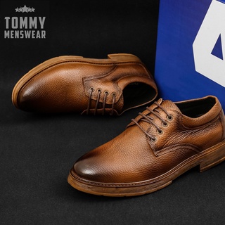 Giày đốc nam cao cấp buộc dây da bò đế khâu tommy giầy da nam công sở hàn quốc gvn10