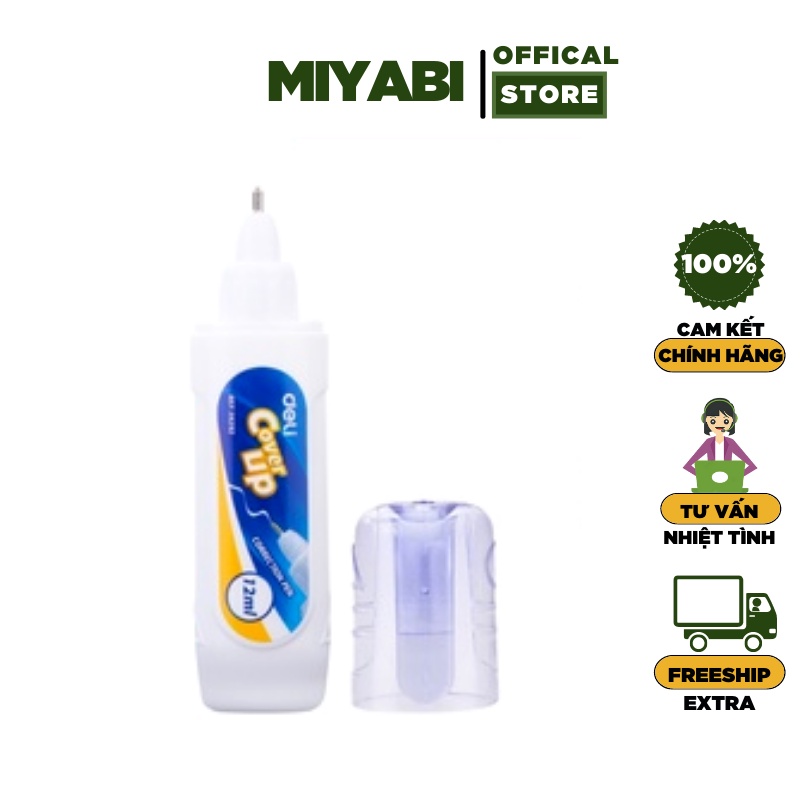 Bút xóa nước 12ml Deli loại khô nhanh màu Xanh dương - 1 cái E39292 dùng cho văn phòng , Học sinh, Sinh viên