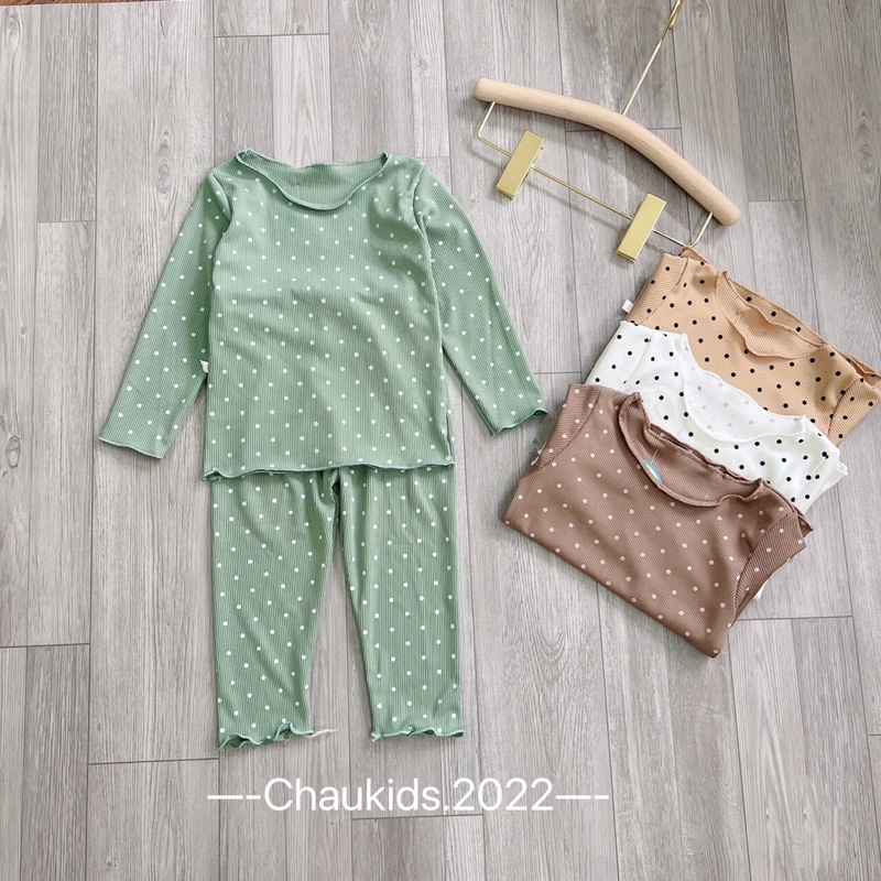 Bộ Đồ Dài Tay Chấm Bi Bé Trai, Bé Gái 10-20kg Chất Thun Mềm Cổ Viền, Đồ Bộ Dài Tay Cho Bé - AN.KID