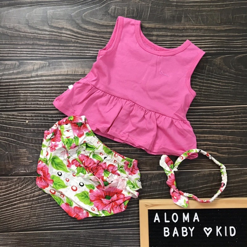 Đồ bộ bé gái Bunny dáng babydoll quần chip bèo cho bé gái từ 3 đến 6kg