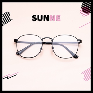Gọng kính cận thời trang Unisex Sunne 9396 dáng oval to cho mặt trái xoan màu đen và bạc