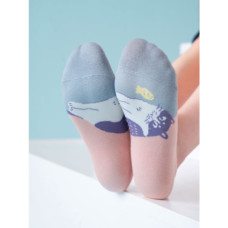 [VỚ LƯỜI] Tất họa tiết tranh mèo, mang couple xinh luôn